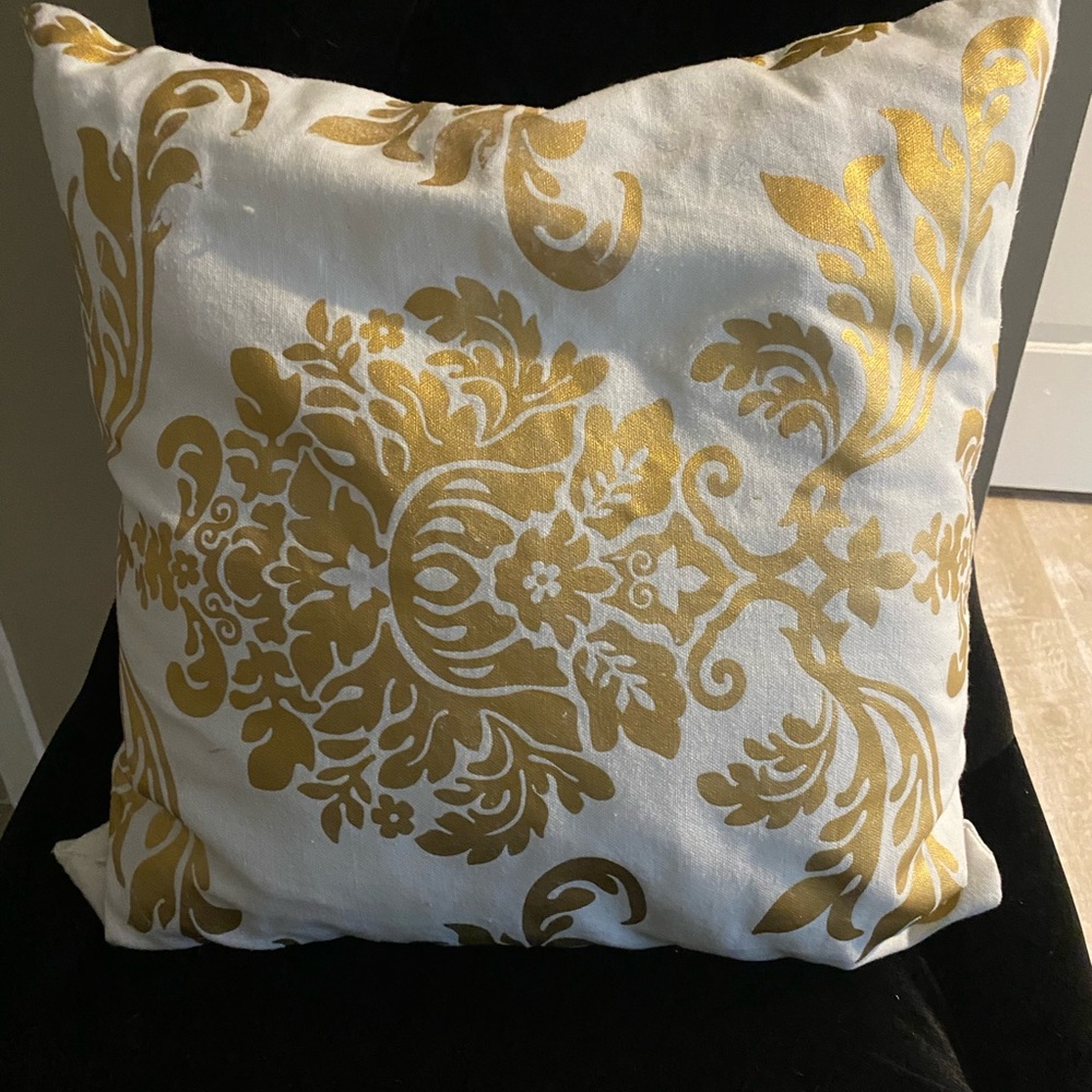 Elegant Gold and White Decorative Pillow